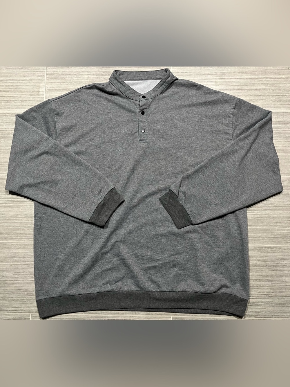 Men's Grey Henley Pullover Sweatshirt